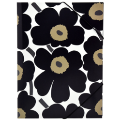 Marimekko Kulmalukkokansio, musta unikko